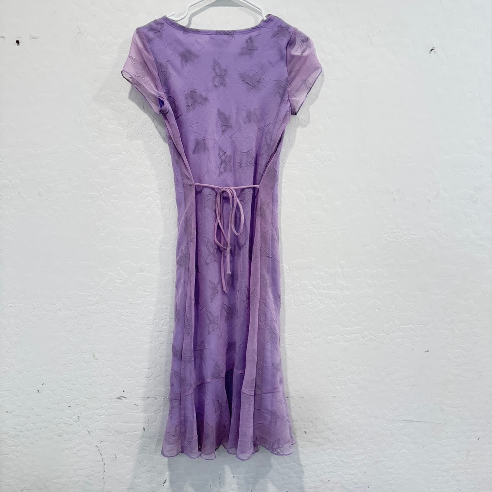 Y2K Byer California Butterfly Dress Midi Purple Womens 16 Sparkles Whimsigoth - Picture 8 of 10